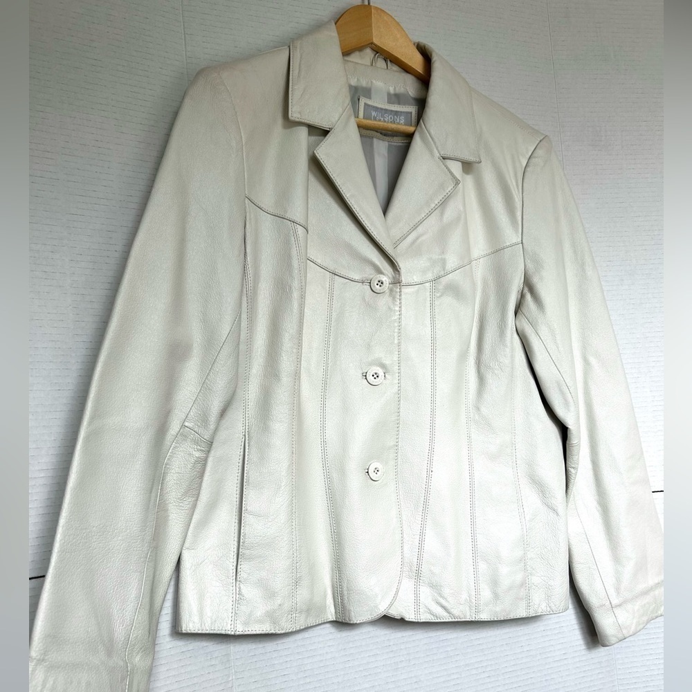 Vintage Wilsons Leather Maxima classic Jacket off white size M - Picture 2 of 10